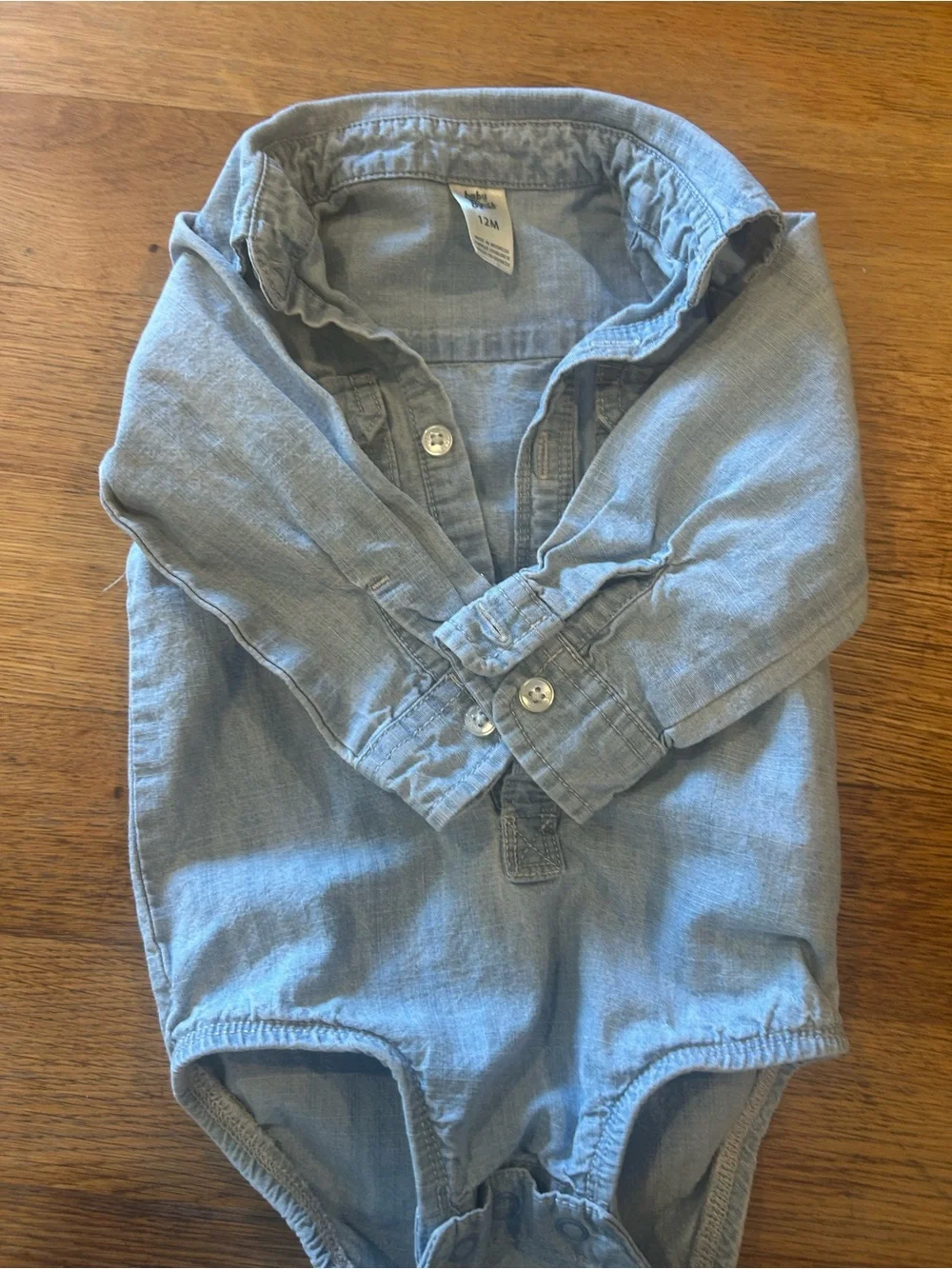 OshKosh B'gosh Light Blue Denim-Style Long Sleeve One-Piece